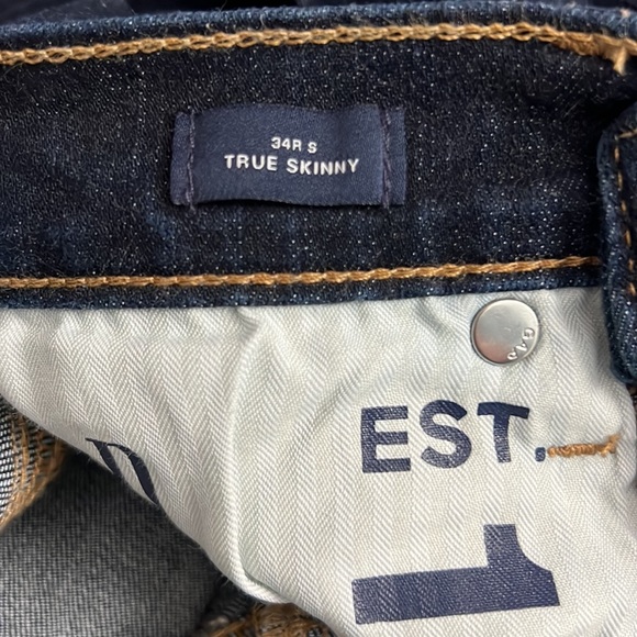GAP True Skinny Dark Wash Jeans 34 R S NWOT - Picture 4 of 6